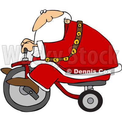 Royalty-Free (RF) Clipart Illustration of Santa Riding By On A Trike © djart #100127