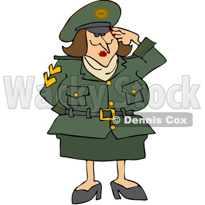 Royalty-Free (RF) Clipart Illustration of an Army Woman Saluting With One Hand © djart #101266