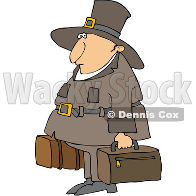 Royalty-Free (RF) Clipart Illustration of a Thanksgiving Pilgrim Carrying  Luggage © djart #101273