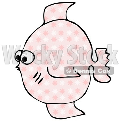 Pink and White Flower Patterned Fish Clipart Illustration © djart #10207