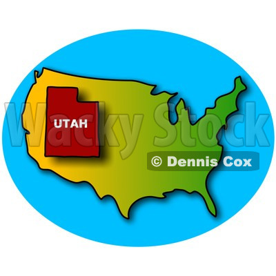 Royalty-Free (RF) Clipart Illustration of a Red Outline Of Utah On A USA Map © djart #102657