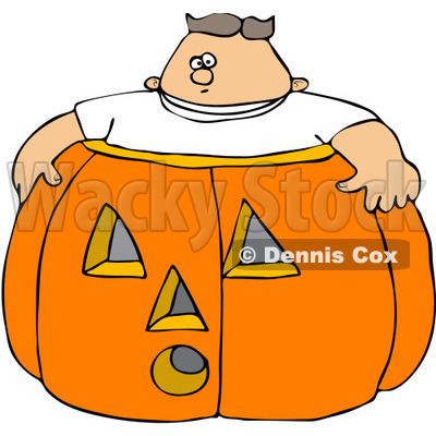 Royalty-Free (RF) Clipart Illustration of a Chubby Boy In A Giant Halloween Pumpkin © djart #104296