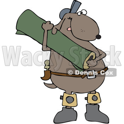 Royalty-Free (RF) Clip Art Illustration of a Carpet Layer Dog Carrying A Rug © djart #1050684