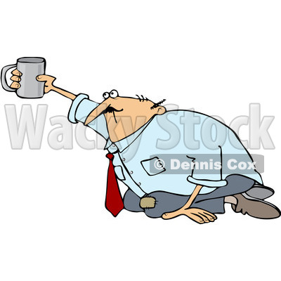 Royalty-Free (RF) Clip Art Illustration of a Broke Businessman Begging On His Knees © djart #1050688