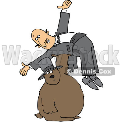 Royalty-Free (RF) Clip Art Illustration of a Groundhog Holding Up A Man © djart #1050695