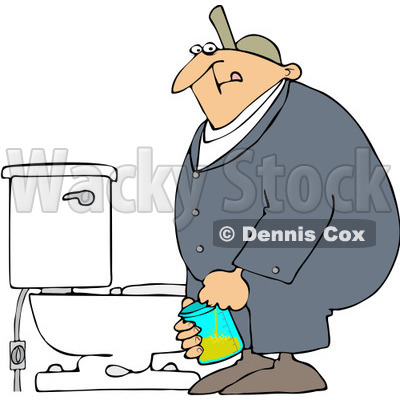 Royalty-Free Vector Clip Art Illustration of a Man Peeing In A Cup For A Drug Test © djart #1051897