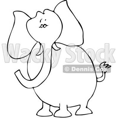 Royalty-Free Vector Clip Art Illustration of a Black And White Elephant Outline © djart #1052999