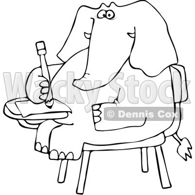 Royalty-Free Vector Clip Art Illustration of a Black And White Elephant 