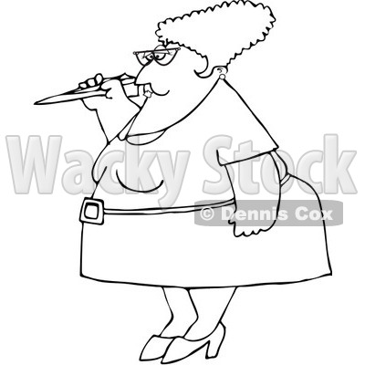 Royalty-Free Vector Clip Art Illustration of a Black And White Woman Throwing A Paper Plane Outline © djart #1054264