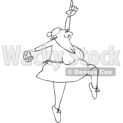 Royalty-Free Vector Clip Art Illustration of a Black And White Dancing Ballerina Outline © djart #1054268