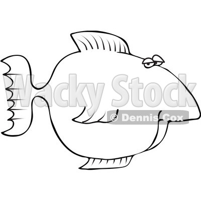 Royalty-Free Vector Clip Art Illustration of a Black And White Fish Outline © djart #1054311