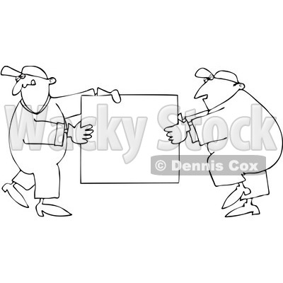 Royalty-Free Vector Clip Art Illustration of a Black And White Sign Movers Outline © djart #1054317