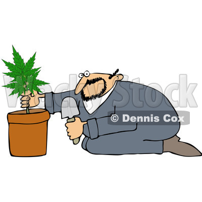 Royalty-Free Vetor Clip Art Illustration of a Man Growing Pot © djart #1055086