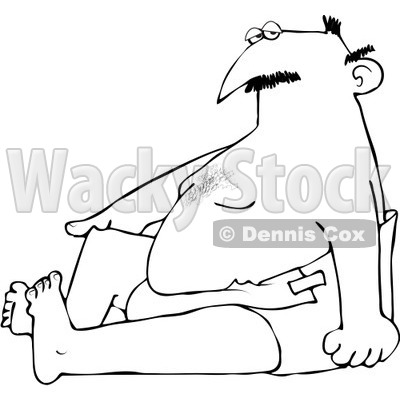 Royalty-Free Vetor Clip Art Illustration of a Coloring Page Outline Of A Man In A Diaper © djart #1055090