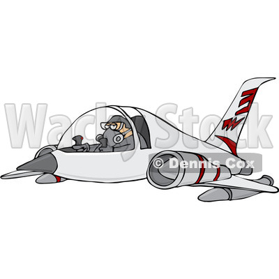 Royalty-Free Vector Clip Art Illustration of a Pilot Flying A Jet © djart #1056416