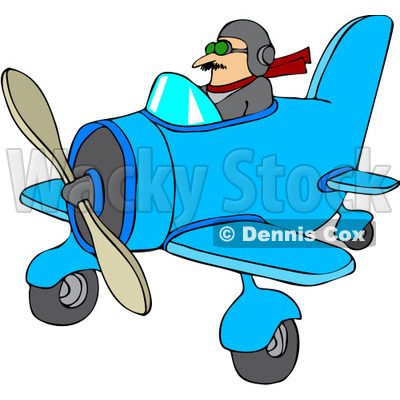 Royalty-Free Vector Clip Art Illustration of a Pilot Flying A Little Plane © djart #1056821