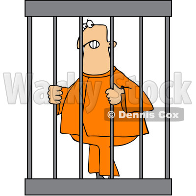 Royalty-Free Vector Clip Art Illustration of An Angry Prisoner Behind Bars © djart #1057882