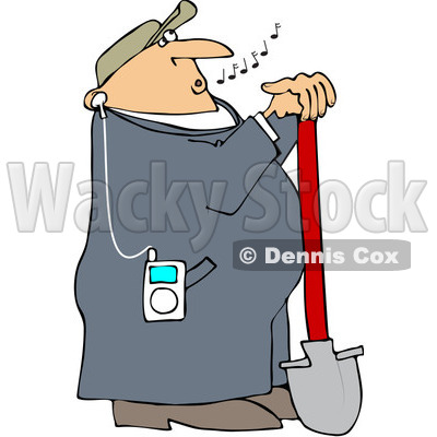 Royalty-Free Vector Clip Art Illustration of a Worker Listening To Music On An Mp3 Player © djart #1059520