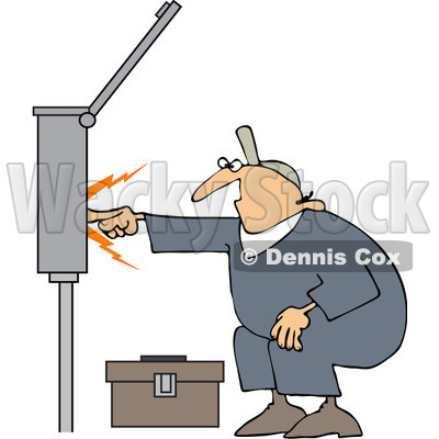 Clipart Electrician Touching A Power Box - Royalty Free Vector Illustration © djart #1062799