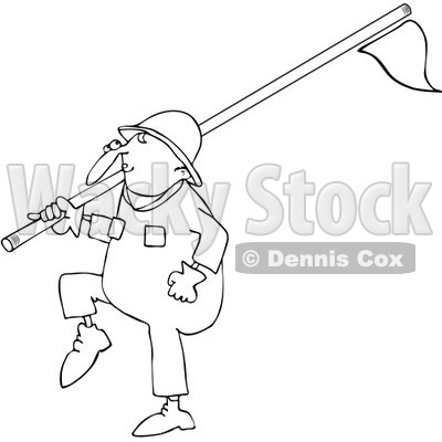Clipart Outlined Worker Carrying A Pipe - Royalty Free Vector Illustration © djart #1062815