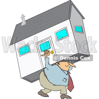 Clipart Man Carrying A House - Royalty Free Vector Illustration © djart #1065011