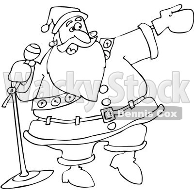 Clipart Outlined Santa Introducing - Royalty Free Vector Illustration © djart #1067566