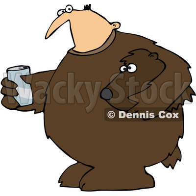 Clipart Mascot Man In A Bear Suit Holding A Glass Of Water - Royalty Free Vector Illustration © djart #1071939