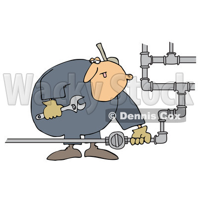 Clipart Natural Gas Valve Repair Man - Royalty Free Vector Illustration © djart #1073095