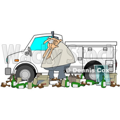 Clipart Man And Garbage By A Utility Truck - Royalty Free Vector Illustration © djart #1073585