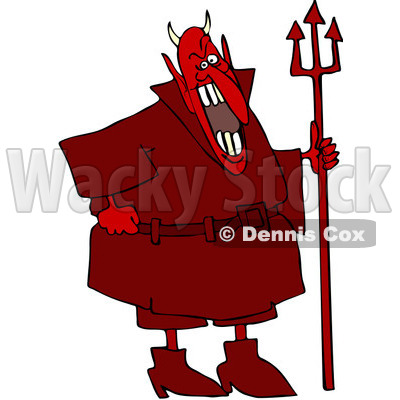 Clipart Red Devil Laughing And Holding A Pitchfork - Royalty Free Vector Illustration © djart #1077719