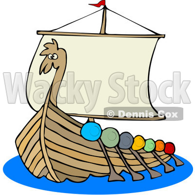 Clipart Viking Dragon Ship With Oars - Royalty Free Vector Illustration © djart #1078201