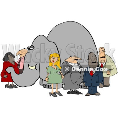 royalty free stock photos people. Clipart Group Of People Ignoring The Elephant In The Room 1 - Royalty Free 