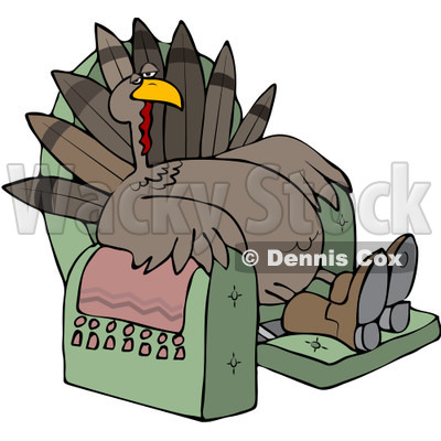 Clipart Tired Thanksgiving Turkey Lounging In A Recliner Chair - Royalty Free Vector Illustration © djart #1080734