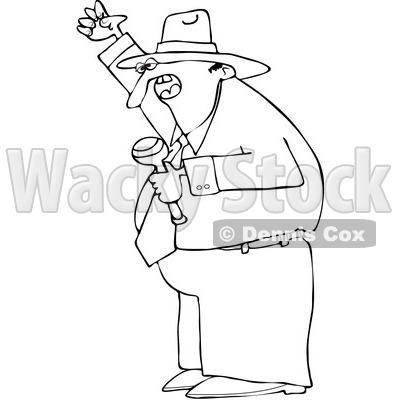Clipart Outlined Man Waving His Fist In The Air - Royalty Free Vector Illustration © djart #1081753