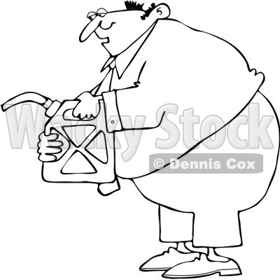 Clipart Outlined Man Holding A Gas Can - Royalty Free Vector Illustration © djart #1082260