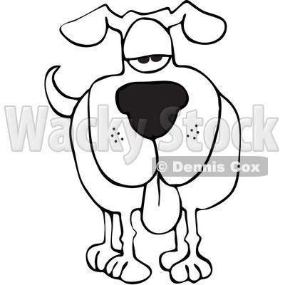 Clipart Outlined Dog Facing Forward With His Tongue Hanging Out - Royalty Free Vector Illustration © djart #1082568