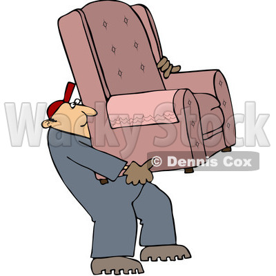 Clipart Furniture Repo Or Delivery Man Carrying A Chair - Royalty Free Vector Illustration © djart #1084442