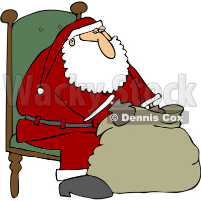 Clipart Santa Sitting In A Chair And Looking Into His Bag - Royalty Free Vector Illustration © djart #1084444