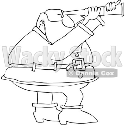Clipart Outlined Santa Viewing Through A Scope - Royalty Free Vector Illustration © djart #1084847