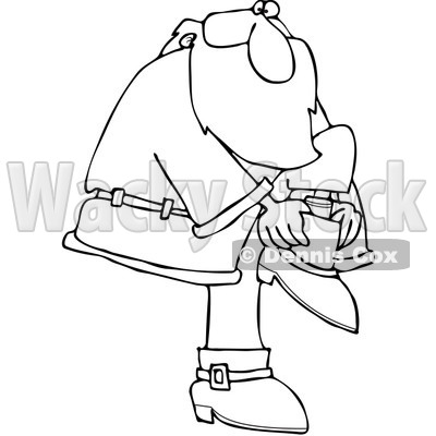 Clipart Outlined Santa Putting His Boots On - Royalty Free Vector Illustration © djart #1084848