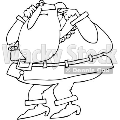 Clipart Outlined Santa Plugging His Ears - Royalty Free Vector Illustration © djart #1084849