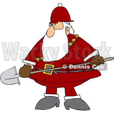 Clipart Santa Carrying A Shovel - Royalty Free Vector Illustration © djart #1084855