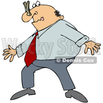 Clipart Businessman Wearing A Clothespin On His Nose Due To Smell - Royalty Free Vector Illustration © djart #1084861