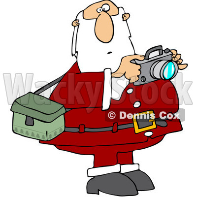 Clipart Santa Holding A Camera - Royalty Free Vector Illustration © djart #1086597