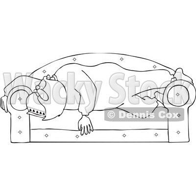 Clipart Outlined Santa Sleeping On A Couch - Royalty Free Vector Illustration © djart #1086599