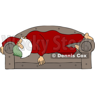 Clipart Santa Sleeping On A Couch - Royalty Free Vector Illustration © djart #1086600