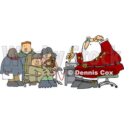 Clipart Group Of Kids Waiting For Santas Lie Detector Test - Royalty Free Vector Illustration © djart #1086874