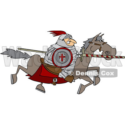 Clipart Medieval Jousting Knight Racing Forward With The Lance Down - Royalty Free Vector Illustration © djart #1088322
