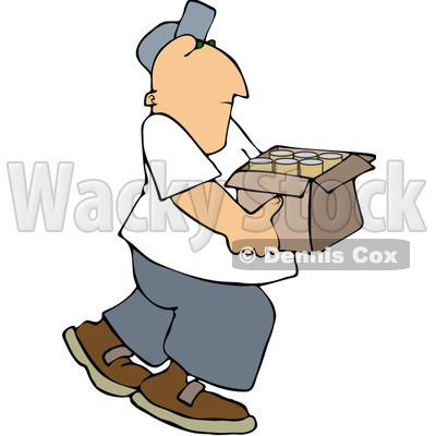 Clipart Man Carrying A Box Of Cans For Recycling - Royalty Free Vector Illustration © djart #1091974