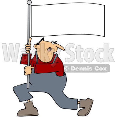 Clipart Man Shouting And Carrying A Flag - Royalty Free Vector Illustration © djart #1091981
